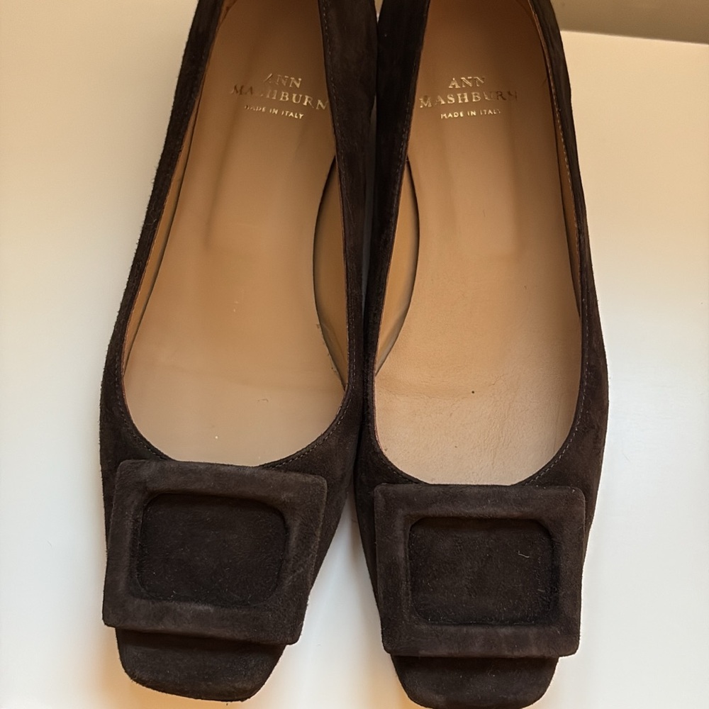 ANN MASHBURN Dark Brown Suede Flats